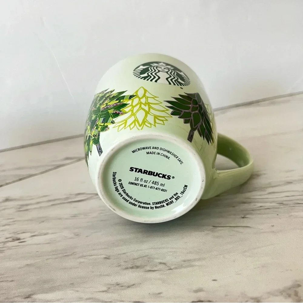 Starbucks Coffee Mug 16 oz. 2020 Holiday Christmas Pine Trees Green Pistachio
